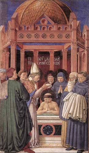 Беноццо Гоццоли. Крещение св. Августина