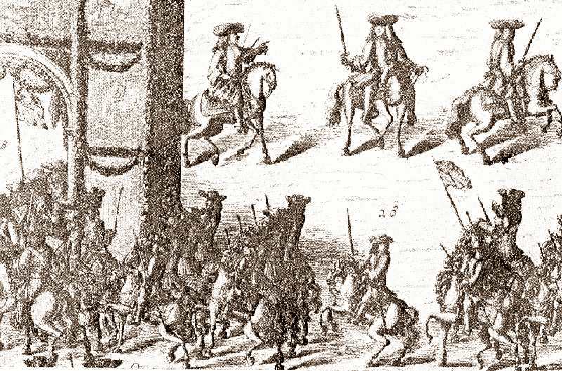 Гравюра Алексея Зубова 1710 года 'Триумфальное шествие после Полтавы'.