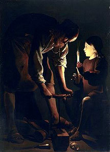 Жорж де Латур (1593-1652), "Иисус со Св.Иосифом-плотником в его мастерской" (Холст. Высота 137 см, ширина 102 см)