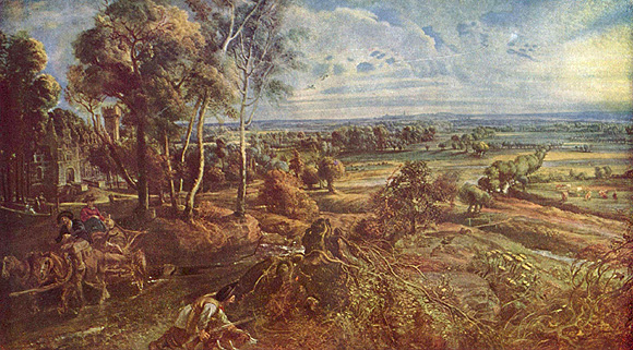 Питер Пауль Рубенс. Пейзаж с замком Стен. 1635-1636