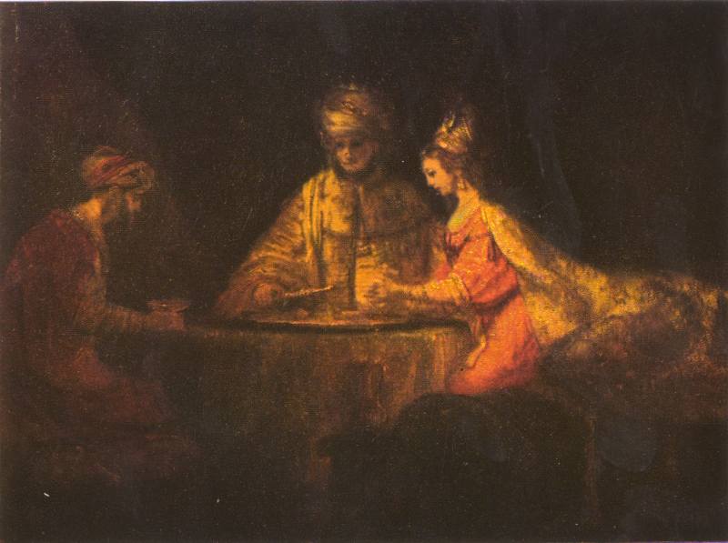 Рембрандт. Ассур, Аман и Эсфирь. 1660