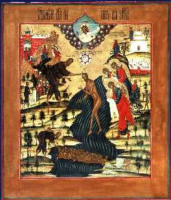 Икона «Крещение Господне» с сюжетами искушений. Палех, XIX век