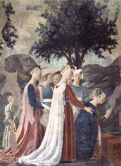 «Царица Савская преклоняет колени перед Животворящим Древом», Пьеро делла Франческа