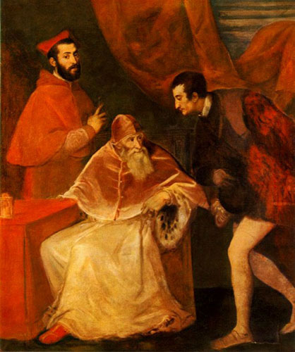 Вечеллио Тициан. Папа Павел III с племянниками