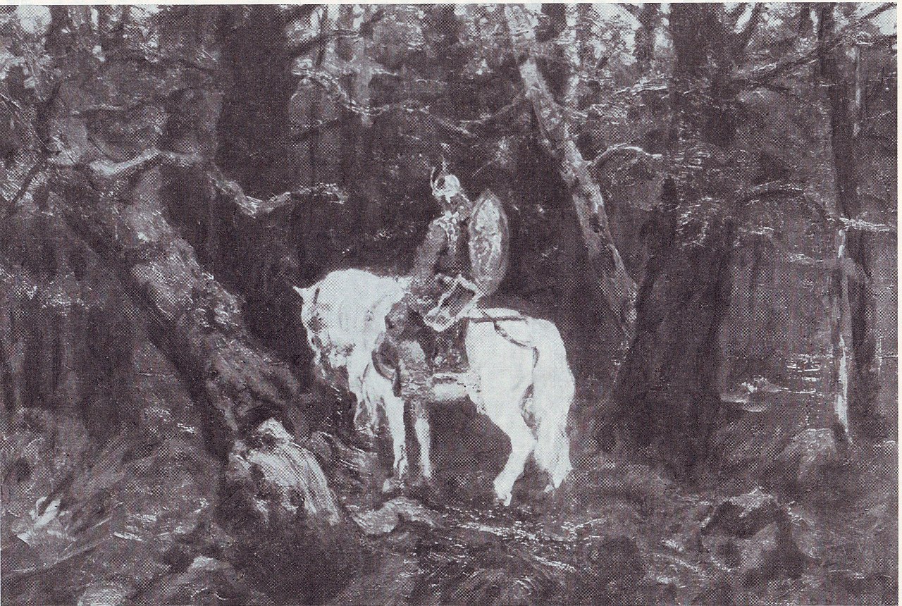 В раздумье (Витязь на коне въезжает в дремучий бор) - Картина Васнецова
